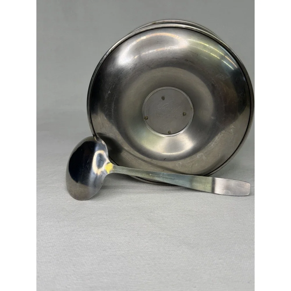Vintage Leonard MCM Stainless Steel Gravy Boat Sauce Bowl Ladle Japan 18-8